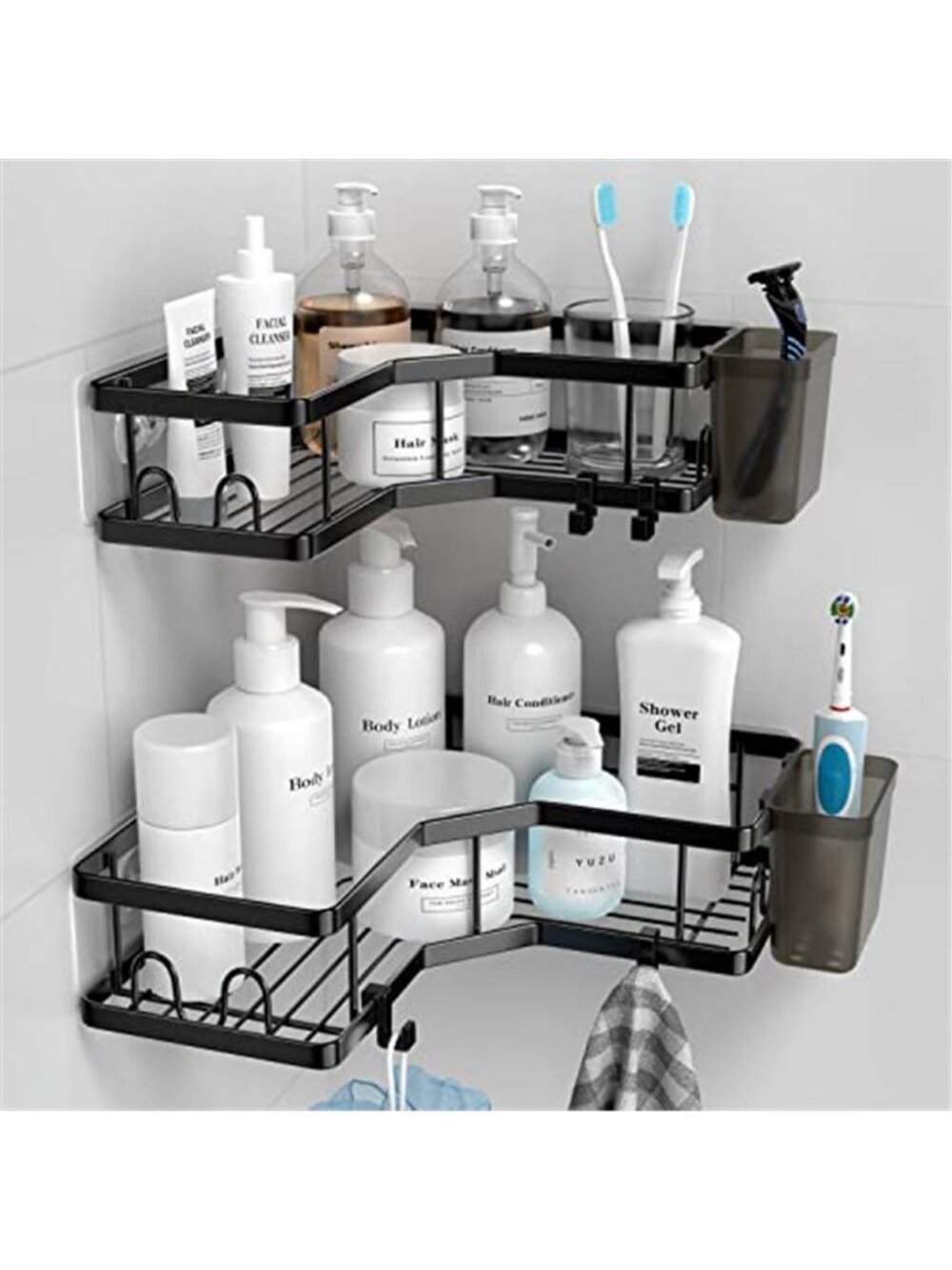Corner Shower Caddy, 2 Pack Adhesive Shower Corner Organizer Shelves, Shower